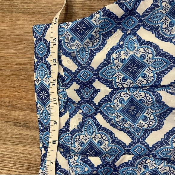 Mi Ami Matching Set Blouse Shorts Women’s S Blue White One Shoulder Cropped Boho - Picture 10 of 13